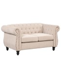 60" modern sofa Dutch plush upholstered sofa, solid wood legs, buttoned tufted backrest, beige 