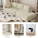 125" Stylish Chaise Lounge Modern Indoor Lounge Sofa Sleeper Sofa with Clean Lines for Living Room, Beige